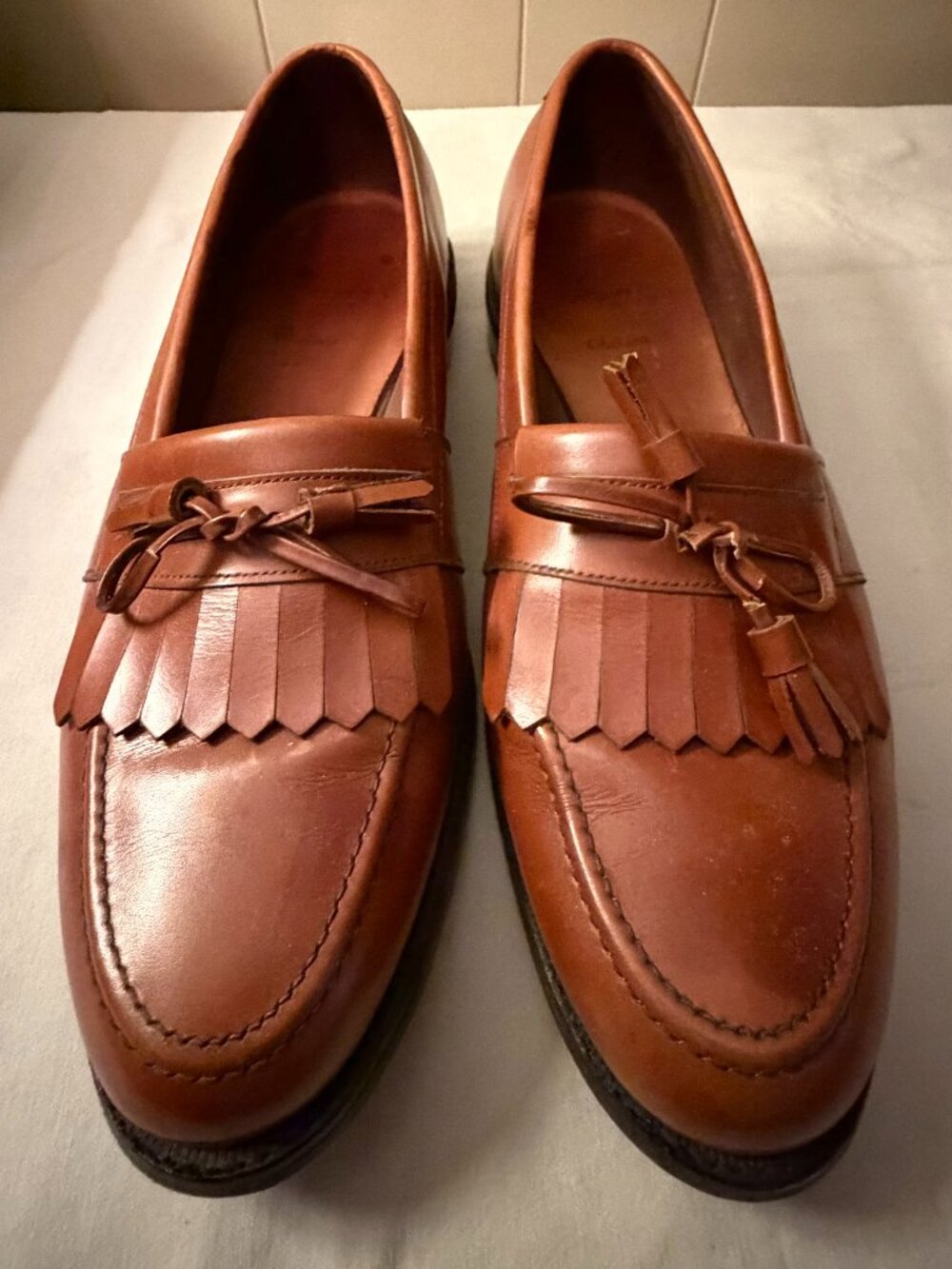 Allen Edmonds Mens 9.5 C Loafers Kilt Tassels Brown Leather